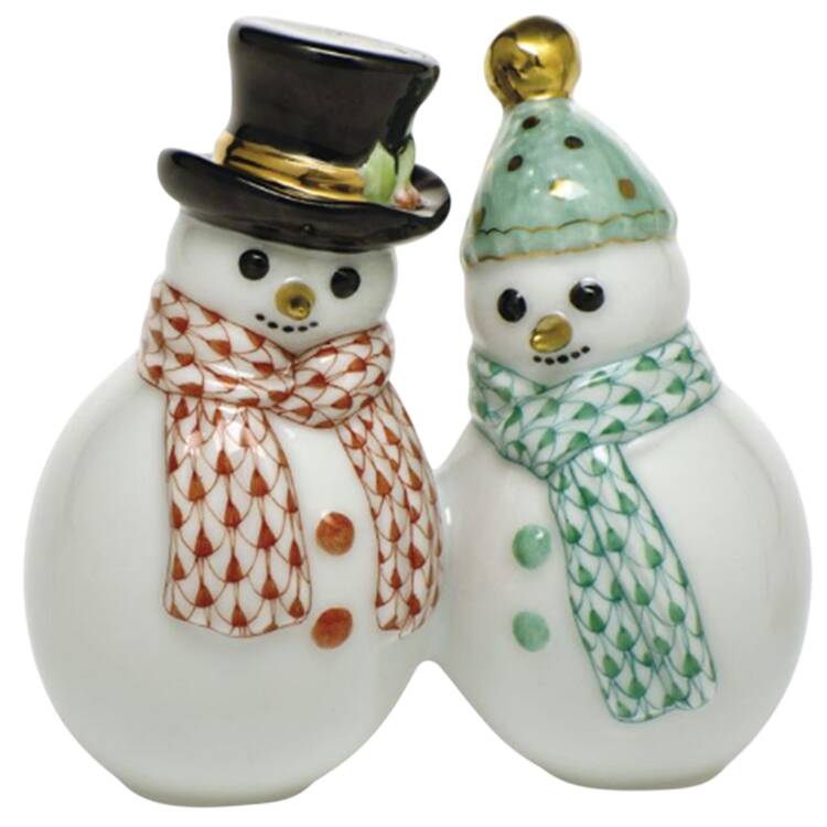 Manmade Objects Snowman Couple-Rust-Key Lime - No Box