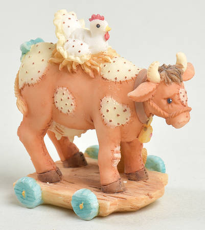 Cherished Teddies Miniature Nativity Cow With Chicken - No Box