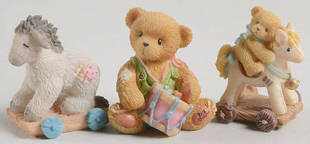 Cherished Teddies Miniature Nativity Drummer Boy With Bear/Lamb On Cart - Boxed