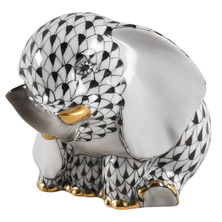 Elephants Eavesdropping Elephant-Black - No Box