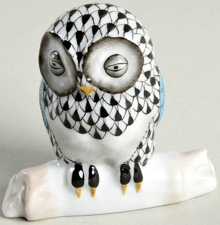 Birds of Prey Owl On Branch-Black - No Box