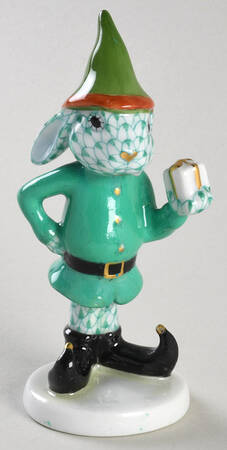 Rabbits-Bunnies (Holidays-Seasonal) Elf Bunny-Green - No Box