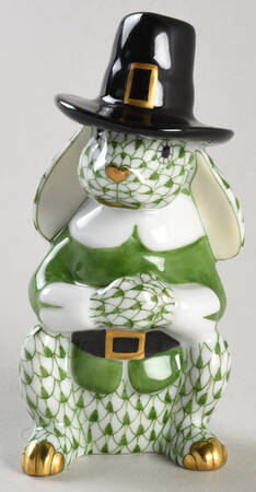 Rabbits-Bunnies (Holidays-Seasonal) Pilgrim Bunny- Green - No Box
