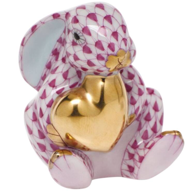 Rabbits-Bunnies (Holidays-Seasonal) Bunny With Heart-Raspberry - No Box