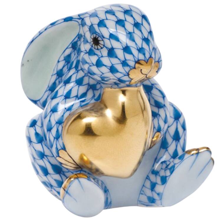 Rabbits-Bunnies (Holidays-Seasonal) Bunny With Heart- Blue - No Box