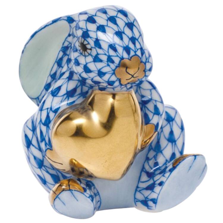 Rabbits-Bunnies (Holidays-Seasonal) Bunny With Heart- Sapphire - No Box
