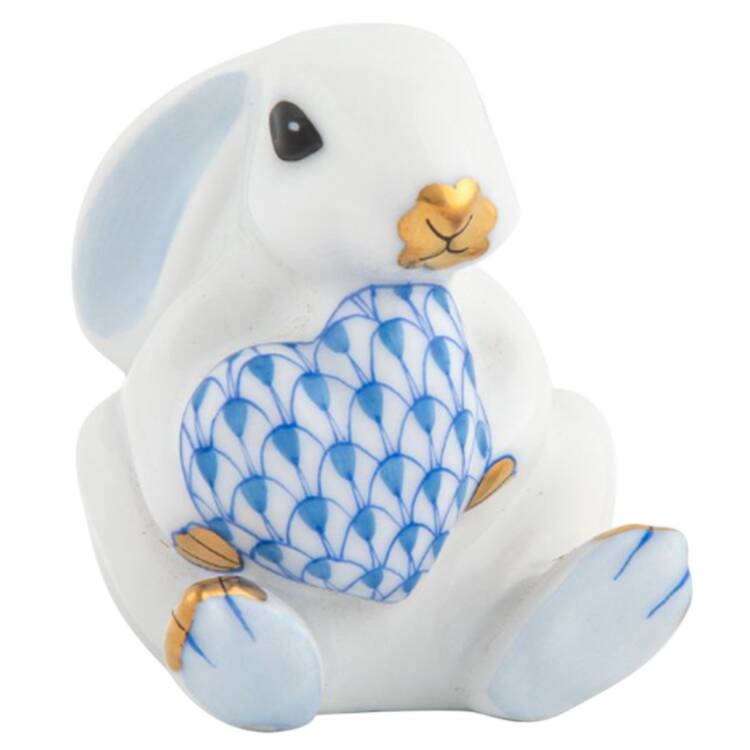 Rabbits-Bunnies (Holidays-Seasonal) Bunny With Heart- White W/Blue - No Box