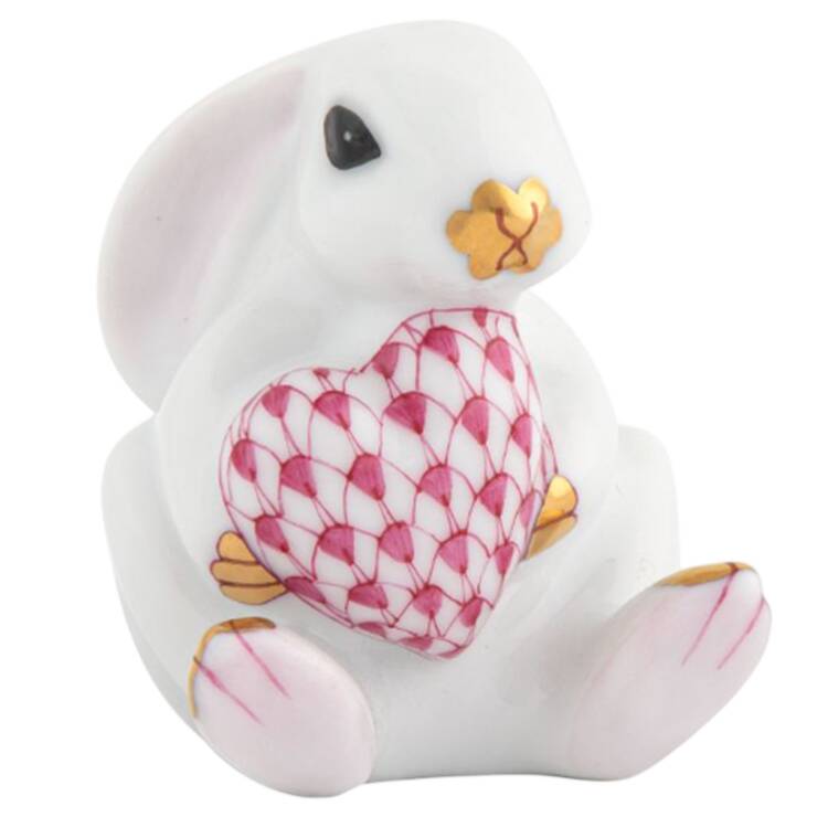 Rabbits-Bunnies (Holidays-Seasonal) Bunny With Heart- Wht W/Rasp - No Box