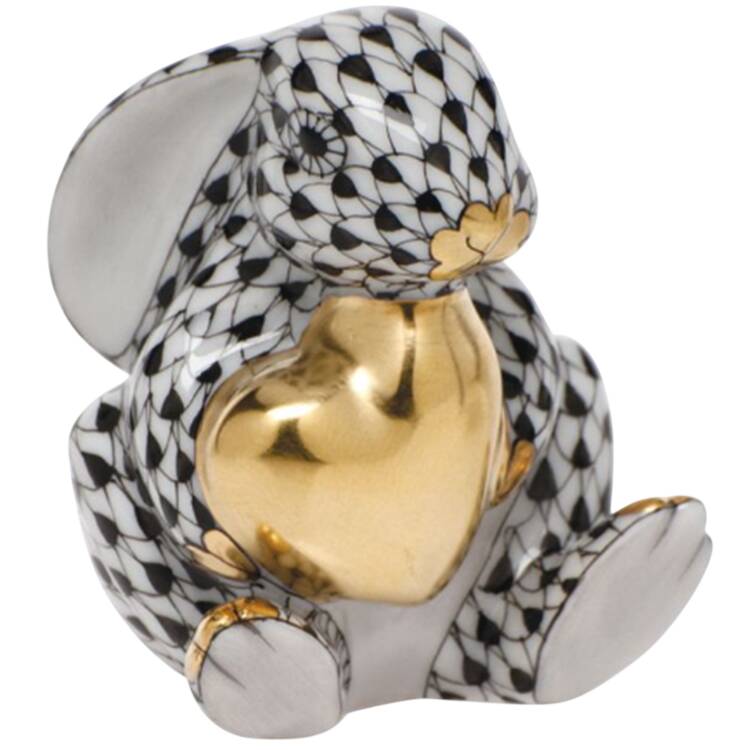 Rabbits-Bunnies (Holidays-Seasonal) Bunny With Heart- Black - No Box