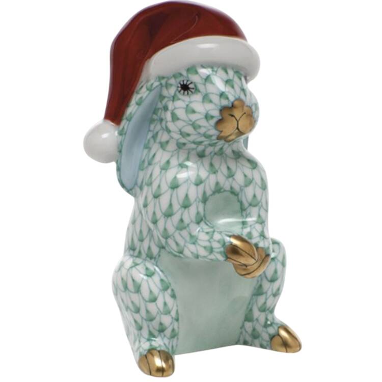 Rabbits-Bunnies (Holidays-Seasonal) Santa Bunny-Green - No Box