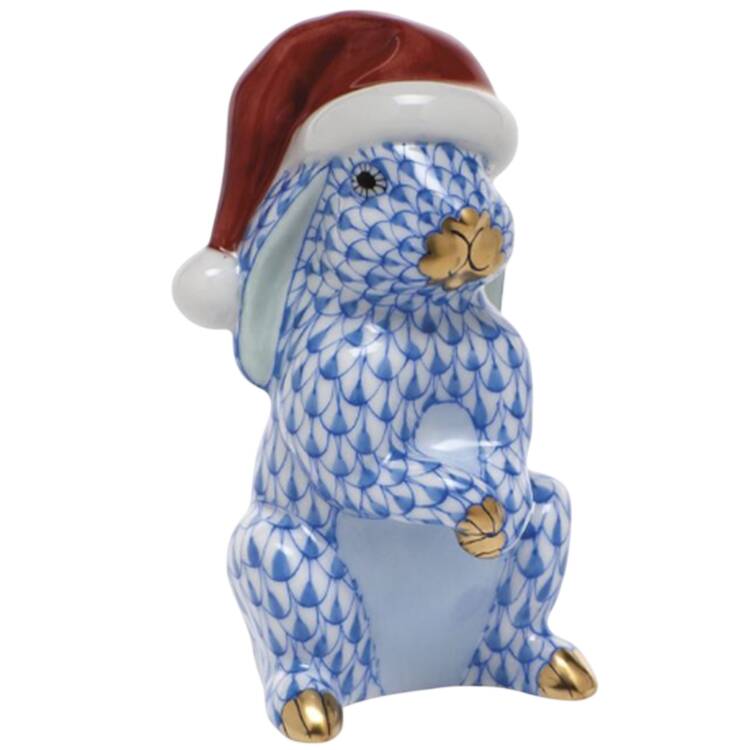 Rabbits-Bunnies (Holidays-Seasonal) Santa Bunny- Blue - No Box
