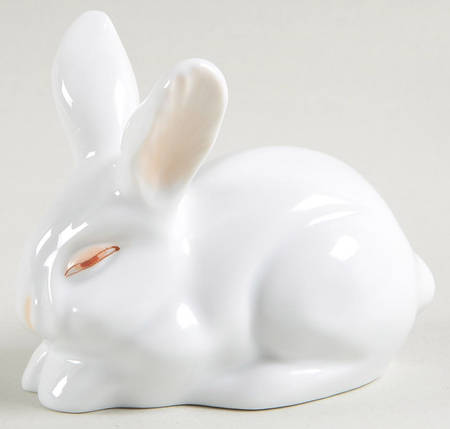 Rabbits & Bunnies (Single) Lying Rabbit White/Decorated - No Box