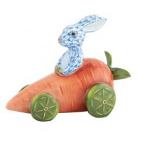 Rabbits & Bunnies (Single) Carrot Car Bunny- Blue - No Box