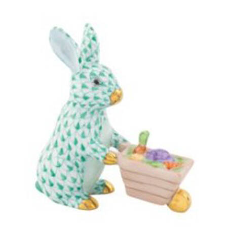 Rabbits & Bunnies (Single) Wheelbarrow Bunny- Green - No Box