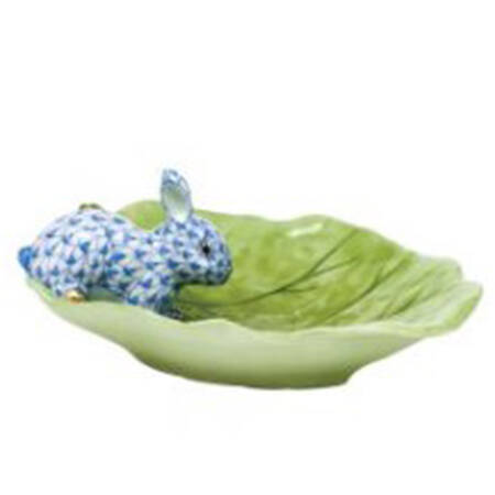 Rabbits & Bunnies (Single) Bunny On Cabbage Leaf- Blue - No Box