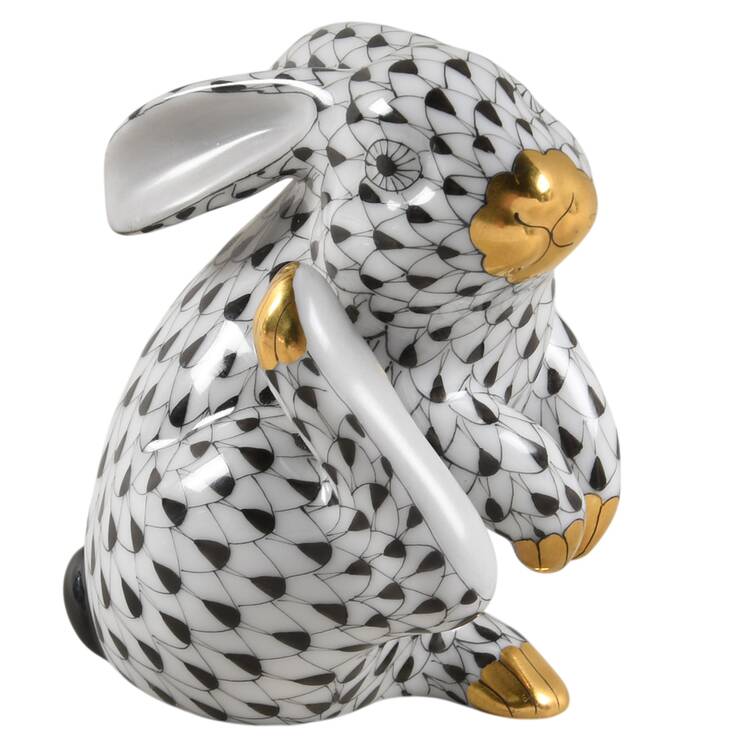 Rabbits & Bunnies (Single) Scratching Bunny-Black/Black Eyes - No Box