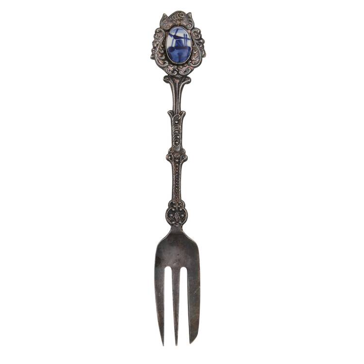 Silverplate Various Landmarks Windmill Scene - Blue - No Box