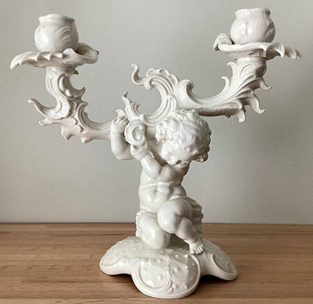 Giftware Cherub 2 Light Candleholder All White - No Box