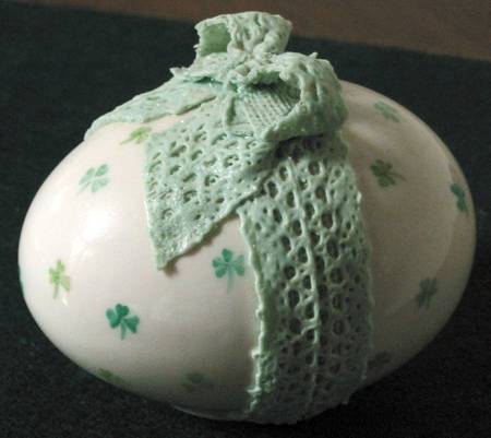 Irish Dresden Giftware Shamrock Egg Box - No Box