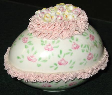 Irish Dresden Giftware Rose Egg Box - No Box