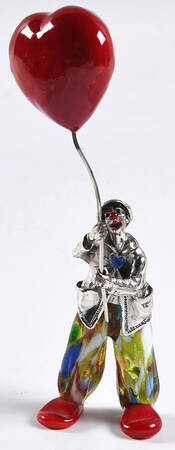 Pagliacci d'Argento Collection Clown With Red Heart Balloon - No Box
