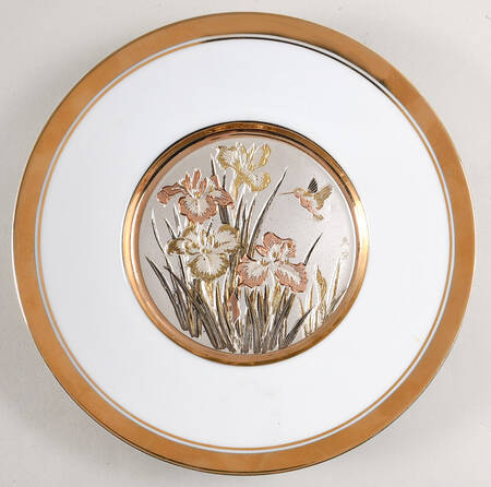 Chokin Art Hummingbird And Flowers-White - No Box