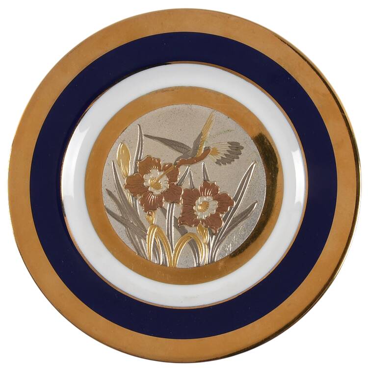 Chokin Art Hummingbird & Flowers - No Box 42a