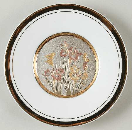 Chokin Art Butterflies & Flowers-White Rim A - No Box