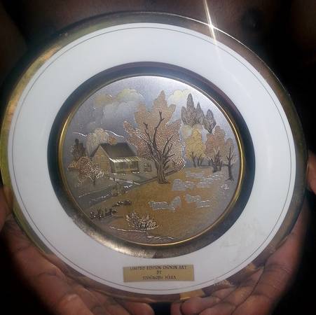 Chokin Art Landscape With Sheep - No Box