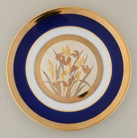 Chokin Art Flowers-Blue Border - No Box