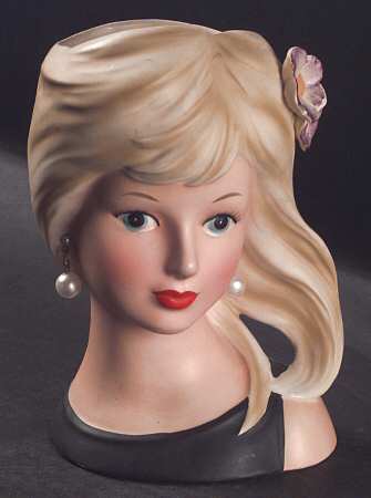 Head Vases Blond Hair Yellow Flower In Hair - No Box