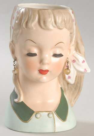 Head Vases Green Dress - No Box