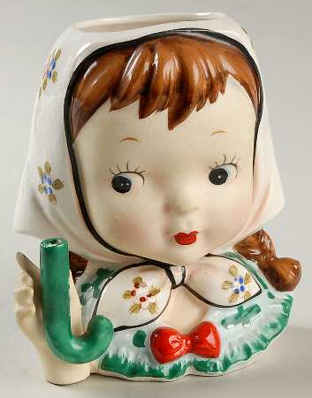 Head Vases Girl Peasant Umbrella Holder - No Box
