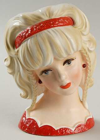 Head Vases Teen Blonde Red Dress&Headband - No Box