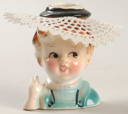 Head Vases Boy  Aqua Hand Up - No Box