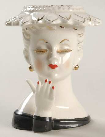 Head Vases Gold Eyelashes Hand Up - No Box