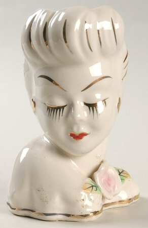 Head Vases Glamour Girl Applied Rose/Gold - No Box