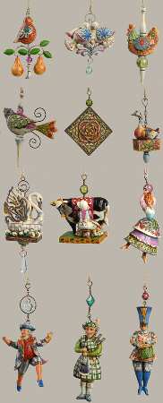 Twelve Days of Christmas Boxed Set Of 12 Ornaments - With Box