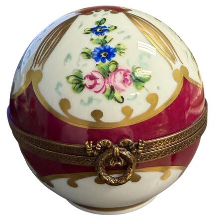 J Dumont Limoges Box Ball Shaped-Roses - No Box