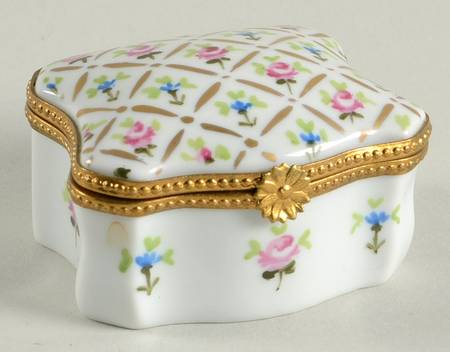 J Dumont Limoges Box Criss-Cross With Flowers - No Box