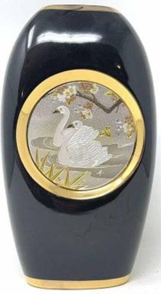 Chokin Art Giftware (No Plates) Vase-Swans - No Box