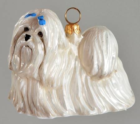 Ornaments Maltese - Blue Bow - Boxed