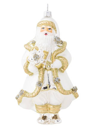 Berry and Thread Ornaments Gold And Silver Santa - Boxed