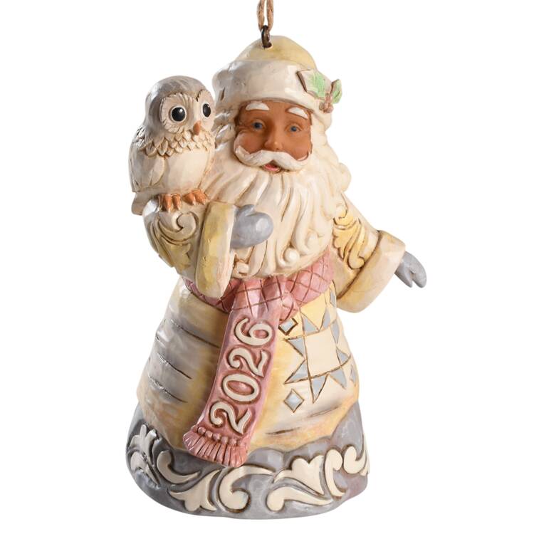 White Woodland Annual Ornaments Santa - Boxed