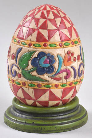 Easter Eggs Red & White Flower Egg With Green Base - No Box by Jim Shore