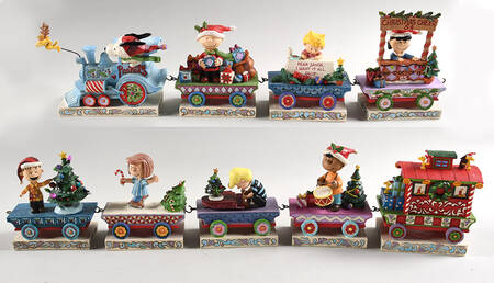 Peanuts Christmas Train Deluxe 9 Pc Train Set - Set Of 9
