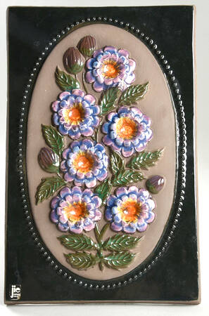 Floral Plaques Pink And Blue Flowers - No Box