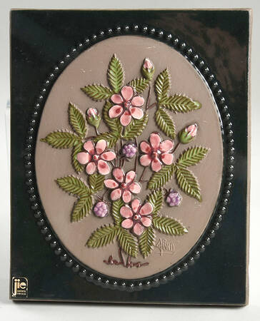 Floral Plaques Pink Flowers,Purple Berries - No Box