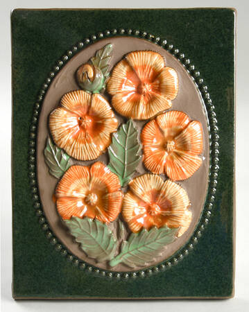 Floral Plaques Orange And Gold Flowers - No Box