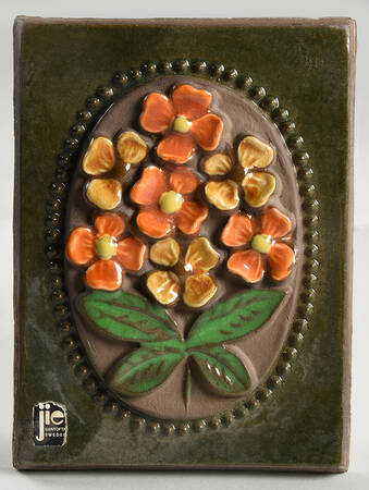 Floral Plaques Gold And Orange Flowers - No Box